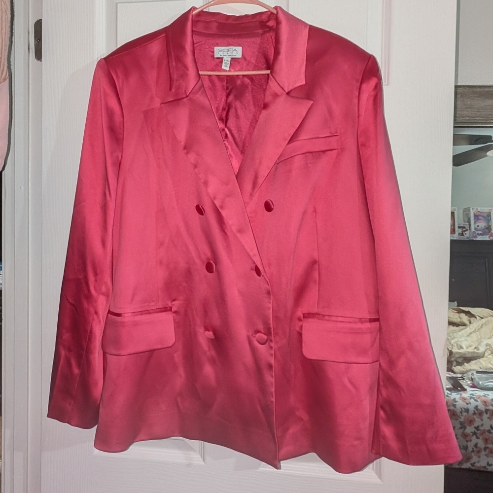 Women's Pink Satin Blazer